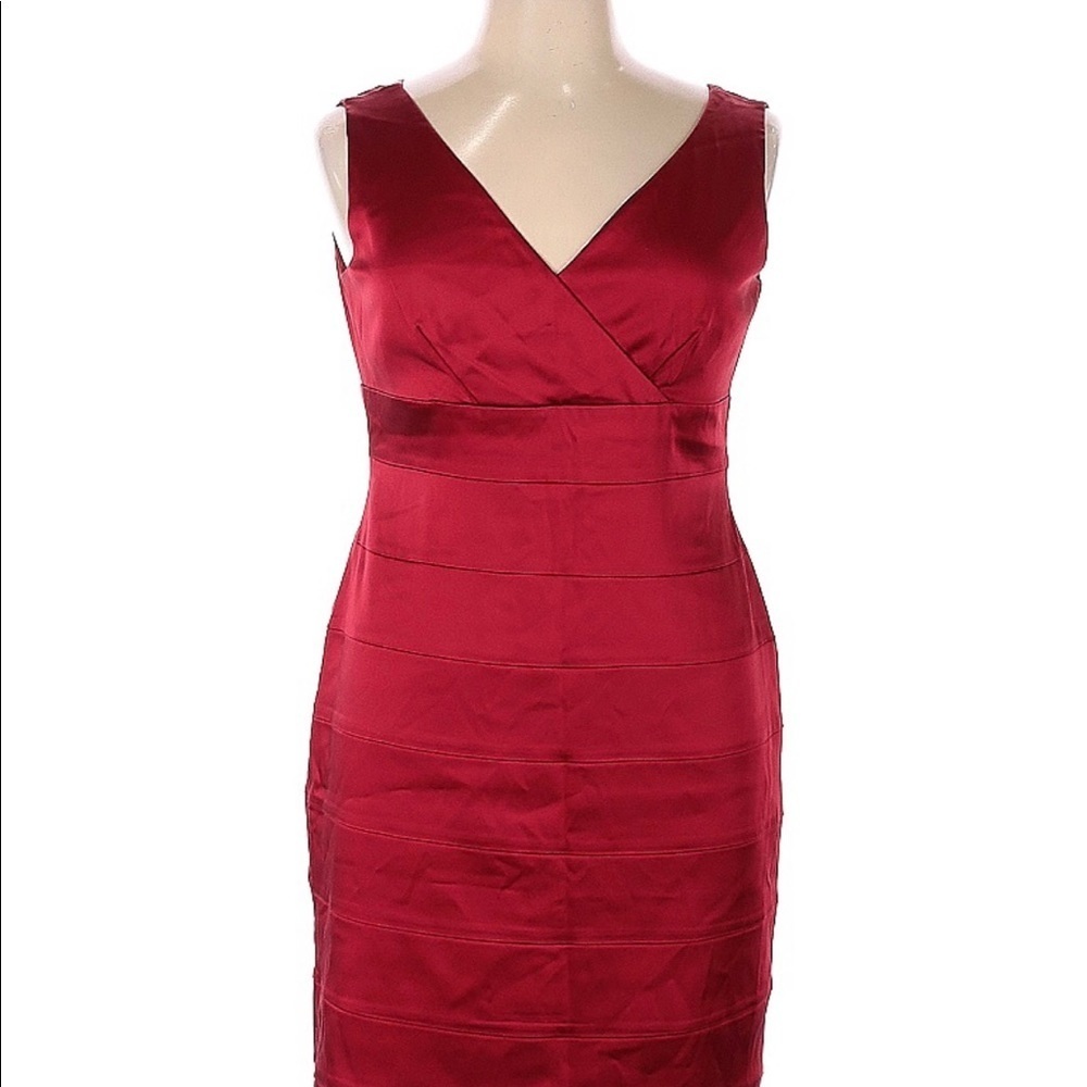Antonio Melani Red Cocktail Sexy Secretary High Waist Sleeveless Dress